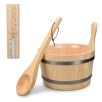   Kit pentru sauna uscata din lemn de pin Navaris, Galeata 5 l, Clepsidra, Lingura, 45467.2.24