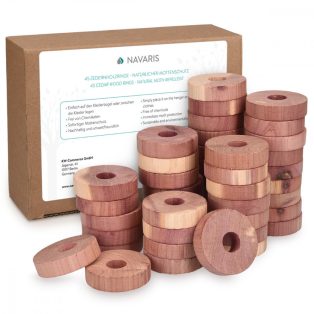   Set de 45 de inele anti molii reutilizabile din lemn de cedru natural Navaris, 48683.1
