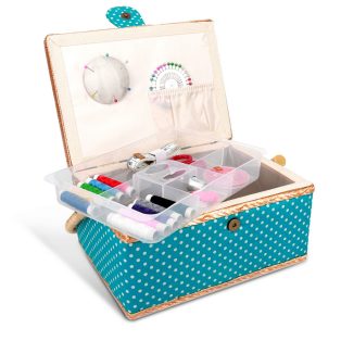   Set cutie de cusut Navaris din lemn si 36 de accesorii, 24.5 x 17.5 x 12.5 cm, 49047.03