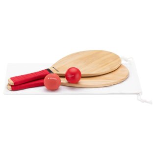   Set 2 rachete de plaja cu 2 mingi Navaris Frescobol, Rosu, 50261.09.02